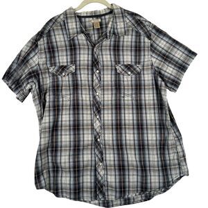 Arizona XXL Multicolored Plaid Western Pearl Snap Shirt‎ Short Sleeve